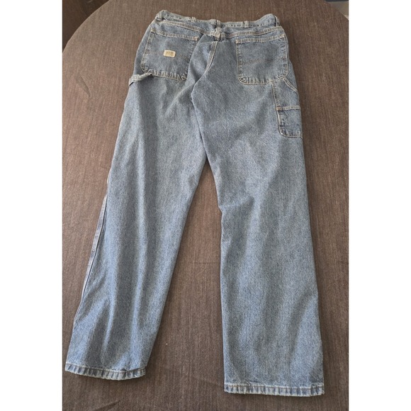 Wrangler Hero Jeans Mens 36x34 Blue Denim Cargo Carpenter Workwear Pants Relaxed - Picture 3 of 5